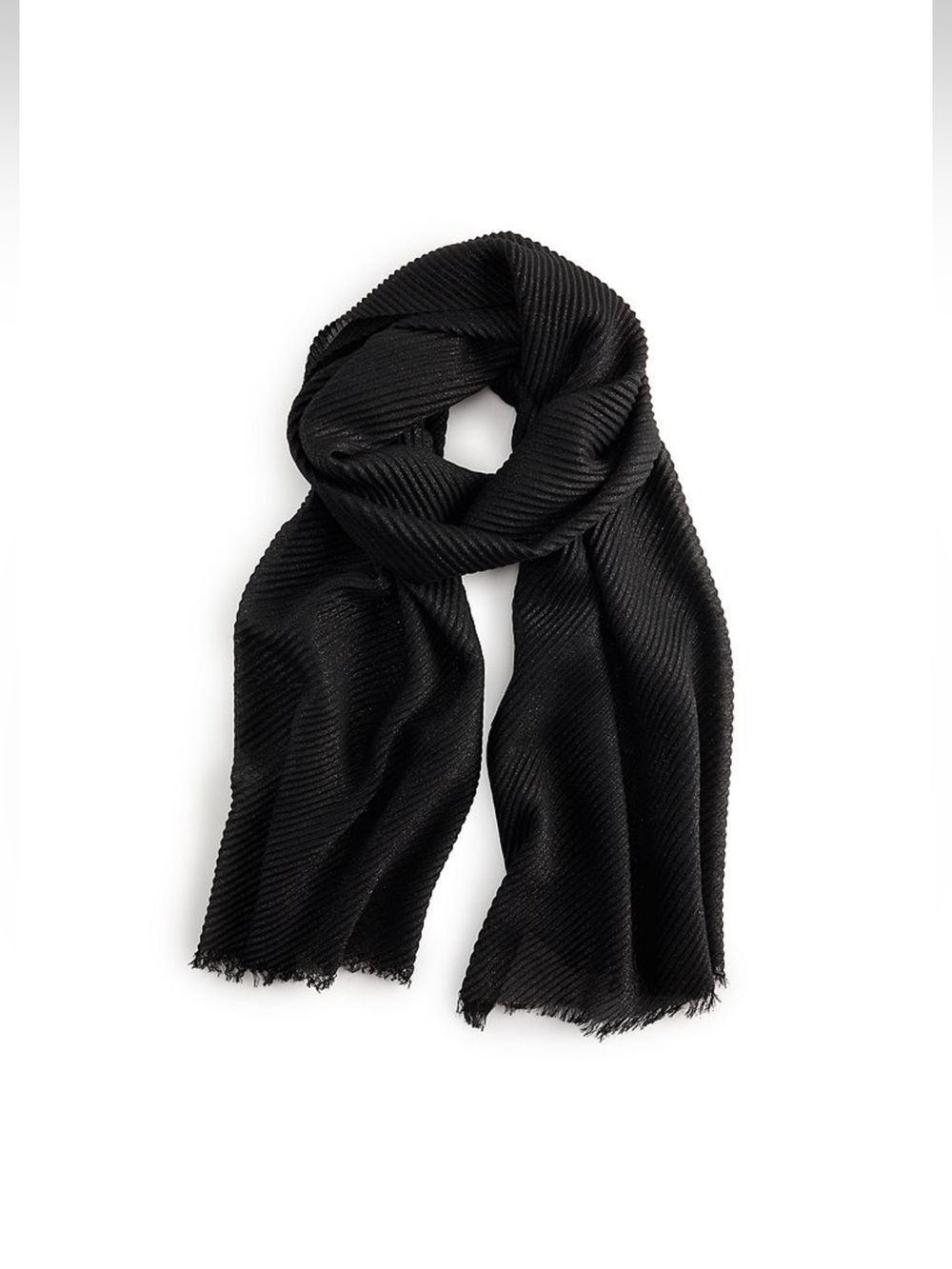 NINE WEST OS Black Shimmer Pleated Wrap Scarf
